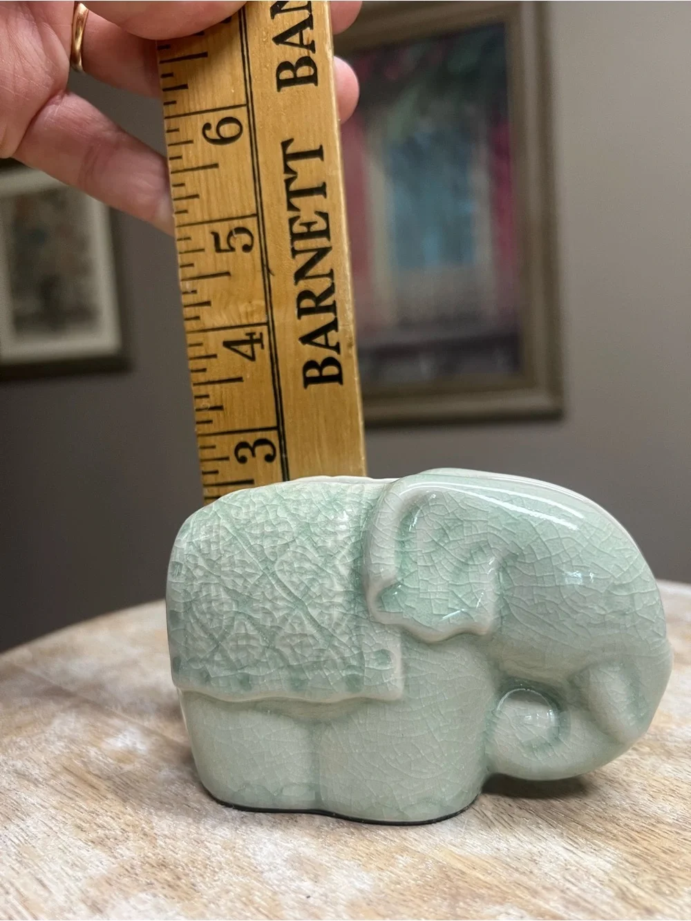 🐘Pier 1 Imports Celadon Ceramic Elephant Business Card Holder